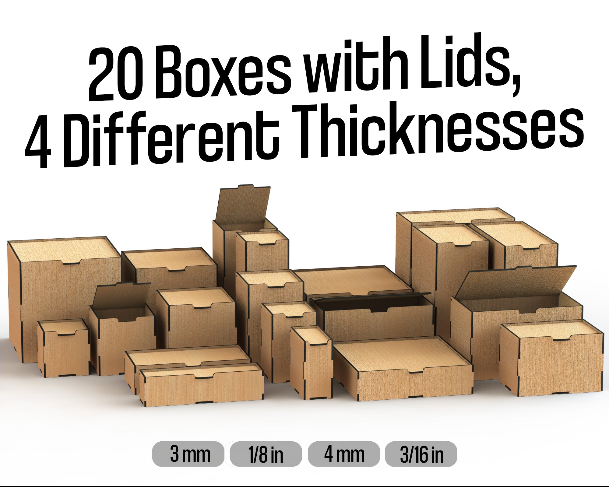 Box Bundle With Flip Up Lid Laser Cut SVG Bundle Boxes Storage Boxes ...