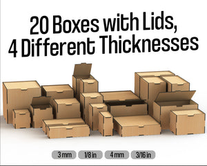 Комплект коробок с откидной крышкой. Лазерная резка SVG. Коробка для хранения коробок.