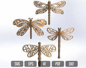 Hängende Libellen Bundle Set 3D Modell Libelle SVG Digitaler Download