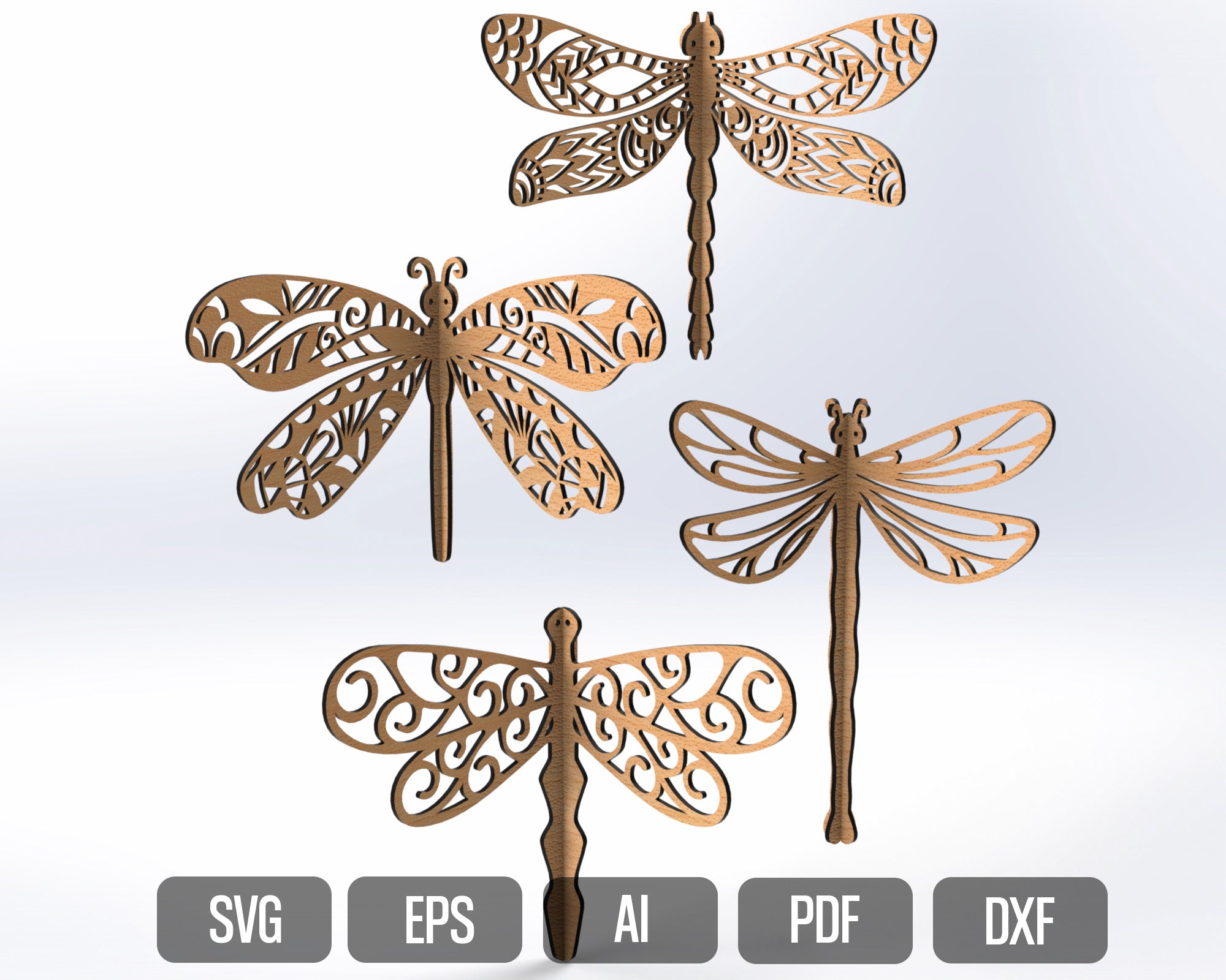 Hanging Dragonflies Bundle Set 3D Model Dragonfly SVG Digital Download ...