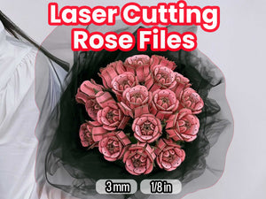 SVG Lasercut Flower Rose Files 3D Bouqet DIY Gift Laser File