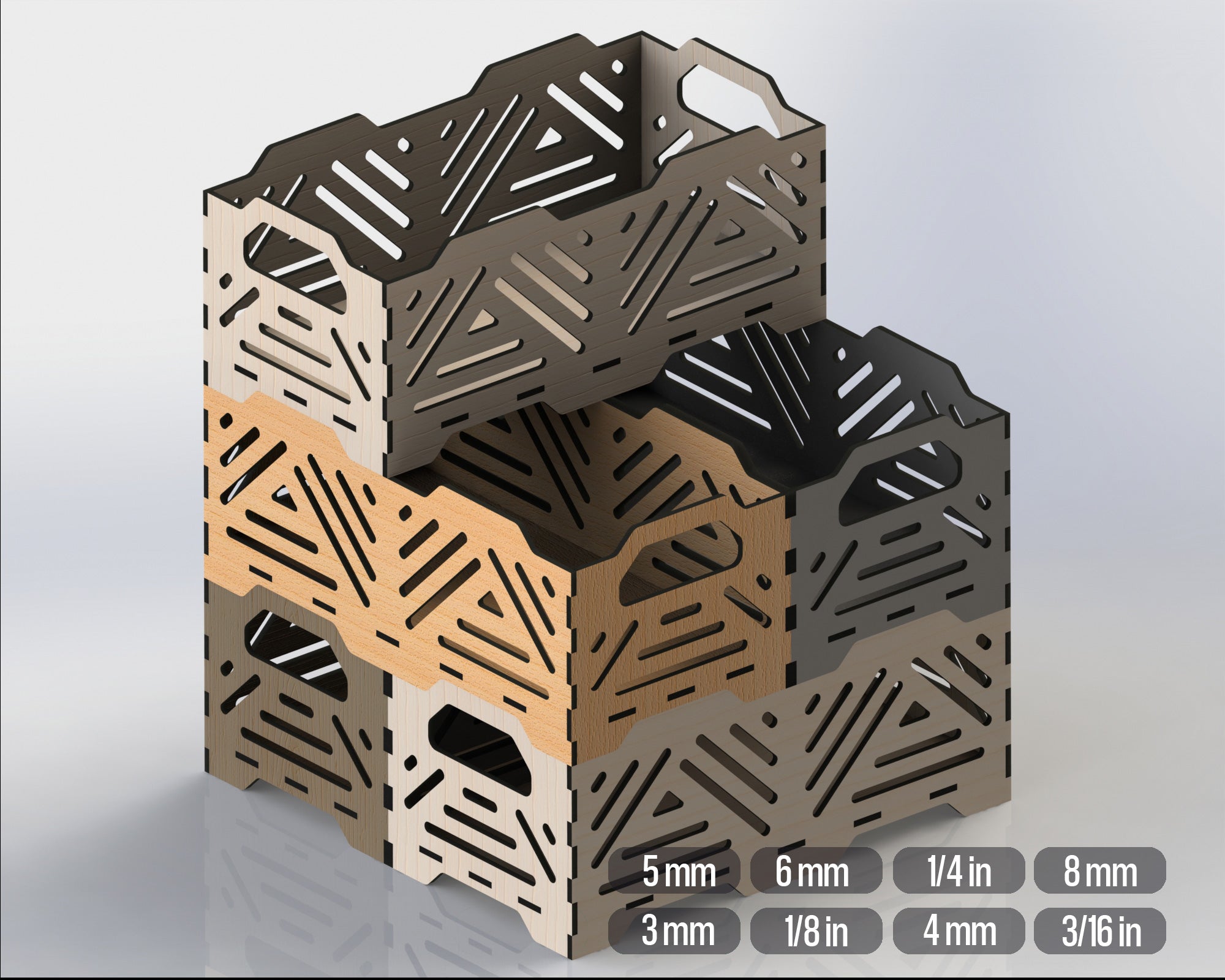 Stackable File Crates Stackable Crates Boxes SVG File Bundle – Laser Cut File Archive