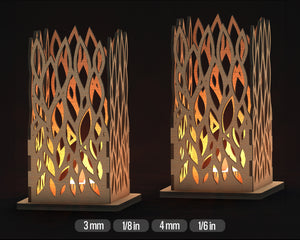 SVG Candle Tealight Holder Laser Cut Tree Leaf Tealight Lantern Digital Downloads