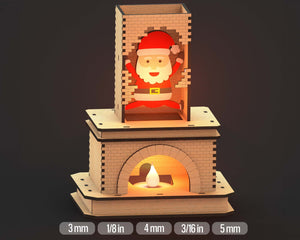 Christmas Tealight Holder Santa in Fireplace