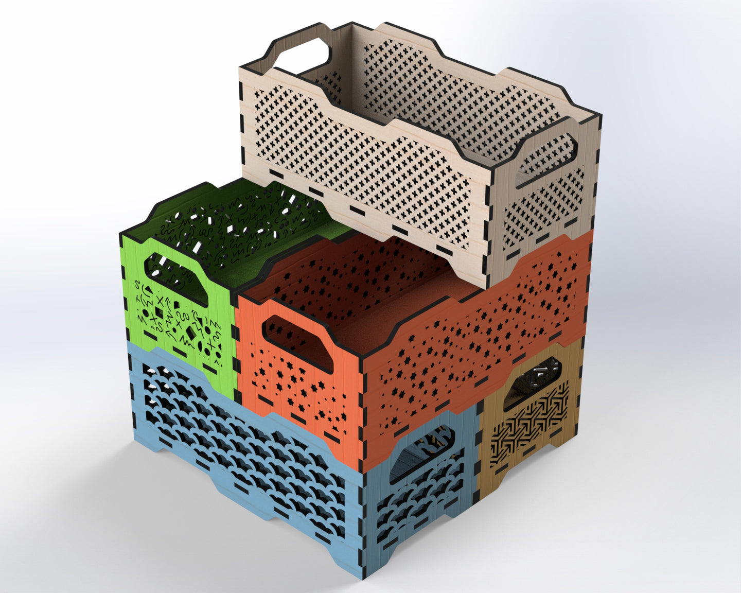 Stackable File Crates Stackable Crates 5 Different Boxes Bundle SVG Digital Download – Laser ...