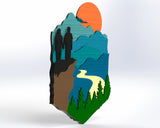 SVG Wall Art 3D Forest Couple Mountain Digital Download Laser File Glowforge Cricut
