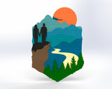 SVG Wandkunst 3D Waldpaar Berg Digitaler Download Laserdatei Glowforge Cricut