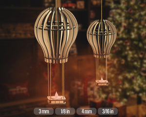 Подставка для чайной свечи с воздушным шаром Подсвечник SVG Подвесной воздушный шар Фонарь Чайная лампа Скачать в цифровом формате