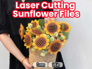 SVG Flower Laser Cutting File for Sunflower Lasercut Plant DXF