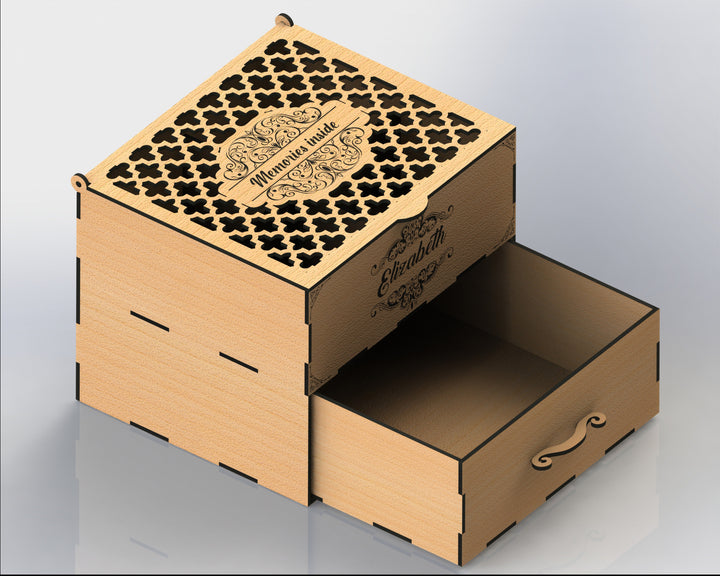 SVG Drawer Chest Personalizable Box Jewelry Box Gift Box Memory Box Di ...