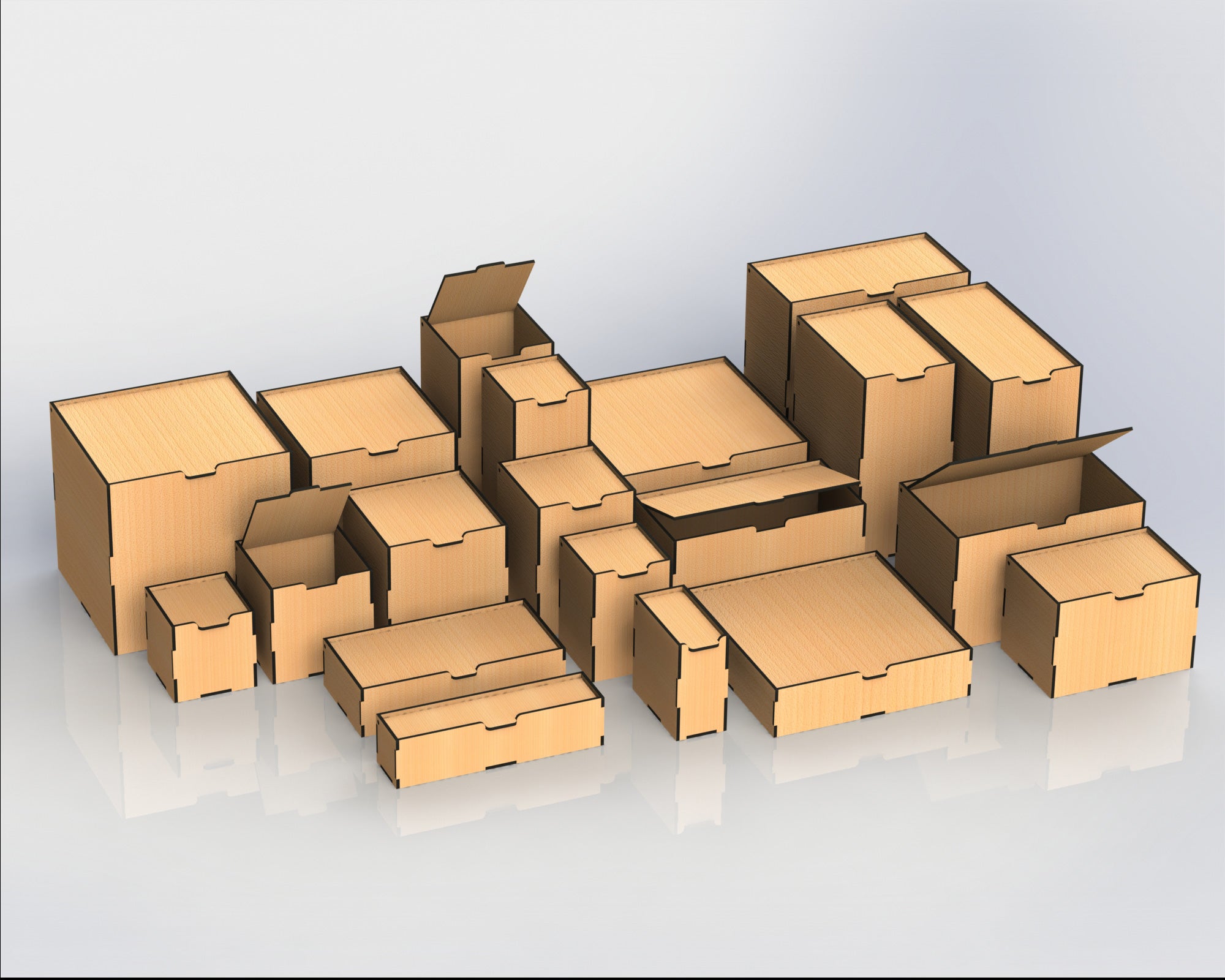Up Using Boxes Box Bundle With Flip Up Lid Laser Cut SVG Bundle Boxes Storage Boxes ...