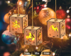 SVG Bundle Tea Light Holder Vector Files Hanging Boxes Christmas Tree Ornament