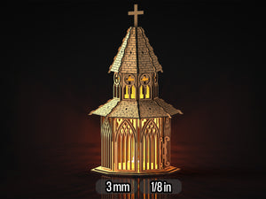 SVG Tealight Holder Gothic Church Mini Decorative Tealight Holder Digital Downloads for Laser Cutters