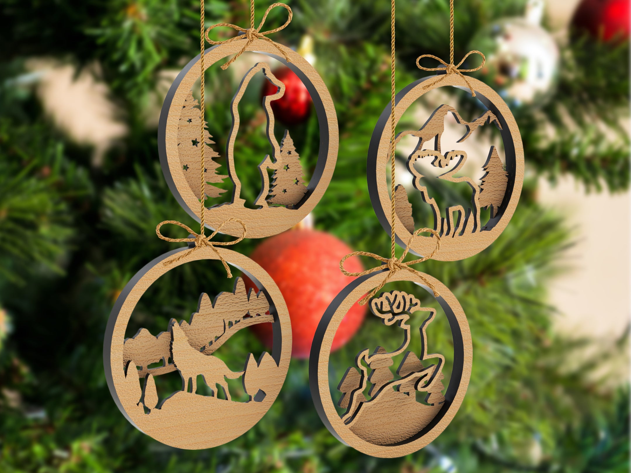 SVG Bundle 3D Christmas Winter Tree Hanging Ornament Laser Cut Files D ...