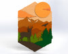 SVG Wall Art 3D Deer Forest Mountain Digital Download Laser File Glowforge Cricut