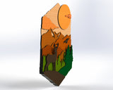 SVG Wall Art 3D Deer Forest Mountain Digital Download Laser File Glowforge Cricut