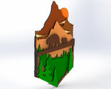 Wall Art SVG 3D Bear Digital Download Forest View Laser File Glowforge Cricut