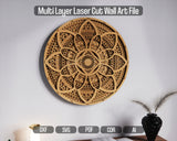 3D Mandala Multilayer Wall Art Laser Files for Laser Cutting Digital Download Zentangle Art