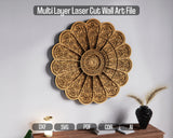 Multilayer Wall Art SVG Floral Laser Cutting File Zentangle Digital Download for Laser Cutters